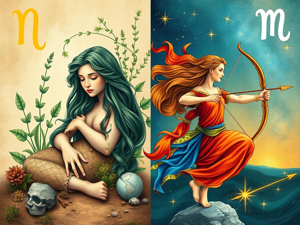 Comparación de los rasgos de Virgo y Sagitario